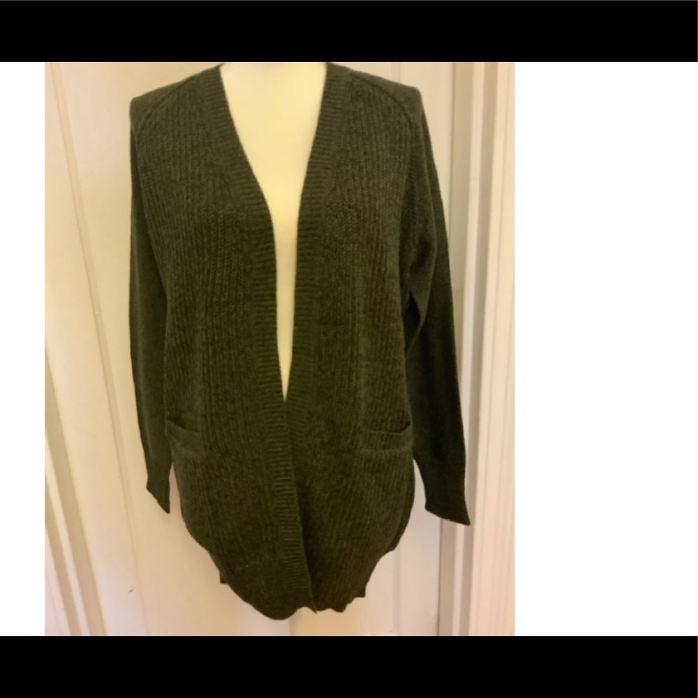 Twisted Open Front Cardigan Dark Olive NWT